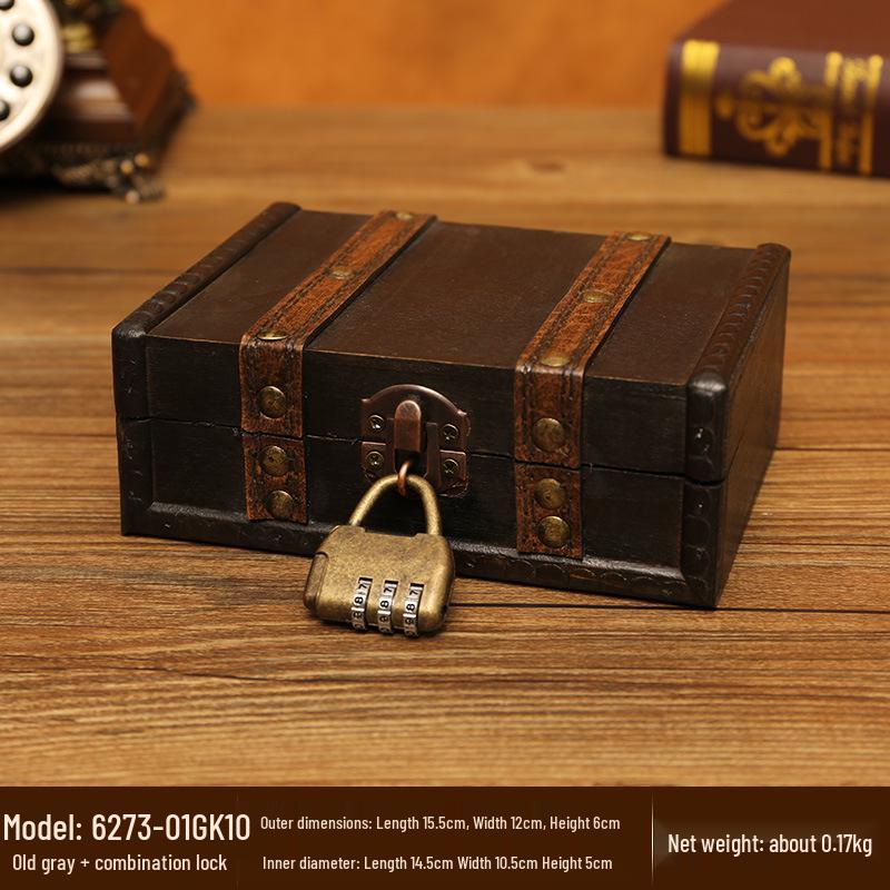 Vintage Wooden Lockable Storage Box for Jewelry and Accessories