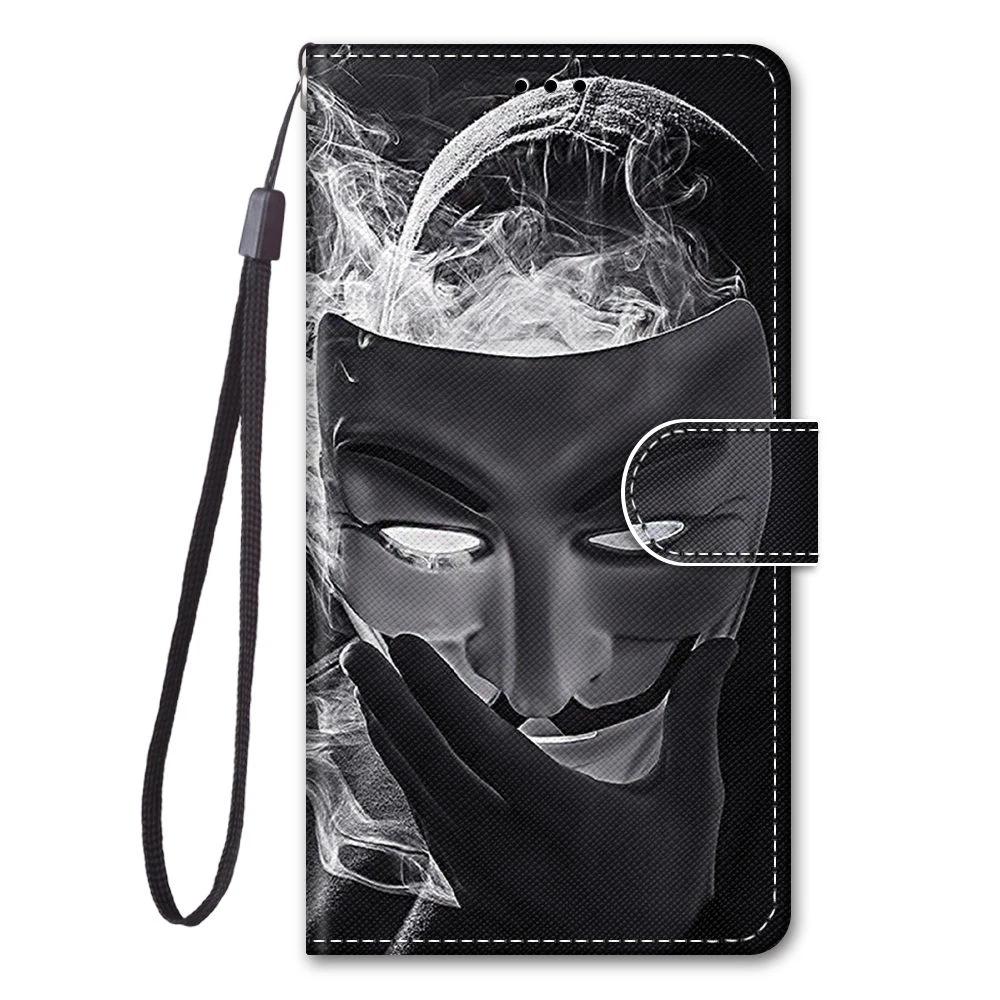 Leather Flip Phone Case For Xiaomi Redmi Note 7 8 Pro 8T 9 Pro 9S Lion Cat Flower Butterfly Painted Wallet Card Holder Cover