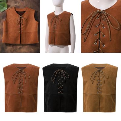 Gilet médiéval à lacets pour enfants, garçon et fille, gilet Steampunk Renaissance, Costume d'halloween