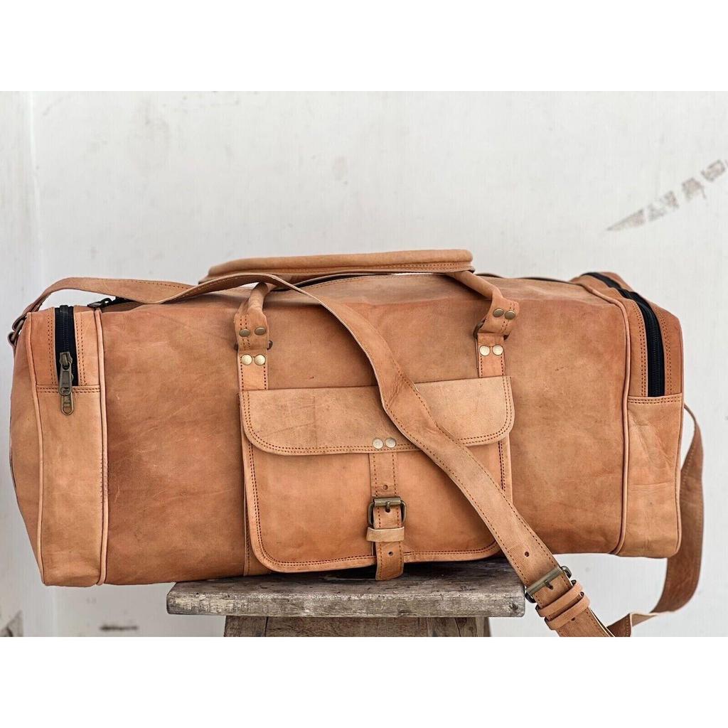 Sac De Nuit Femme En Cuir Véritable – Grand Format, Vintage, Pour Gym Ou Week-end, Marron