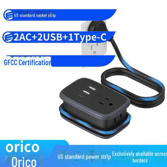 

Portable Retractable Power Strip: US, EU, UK Plugs, 2 AC, 2 USB, 1 Type-C, Ideal for Travel & Office Use US Black 4AC3USB Enhanced