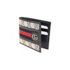 Gucci Ophidia Logo Stripe Canvas And Leather Card Holder Wallet Men Wallets Blue Beige 597606-96IWN-4076