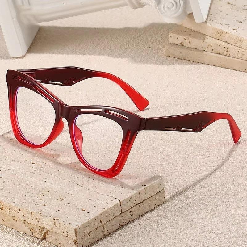 Fashion Butterfly Large Frame Anti-Blue Reading Glasses Hollow Flying Angle Design For Mid Elderly Women Color Matching Glasses