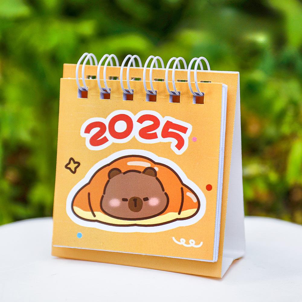 Kawaii Mini liten skrivebordskalender juli 2024 til desember 2025 Pocket Bærbar kartongkalender Punch Plan Kontor Skrivebordsdekorasjon