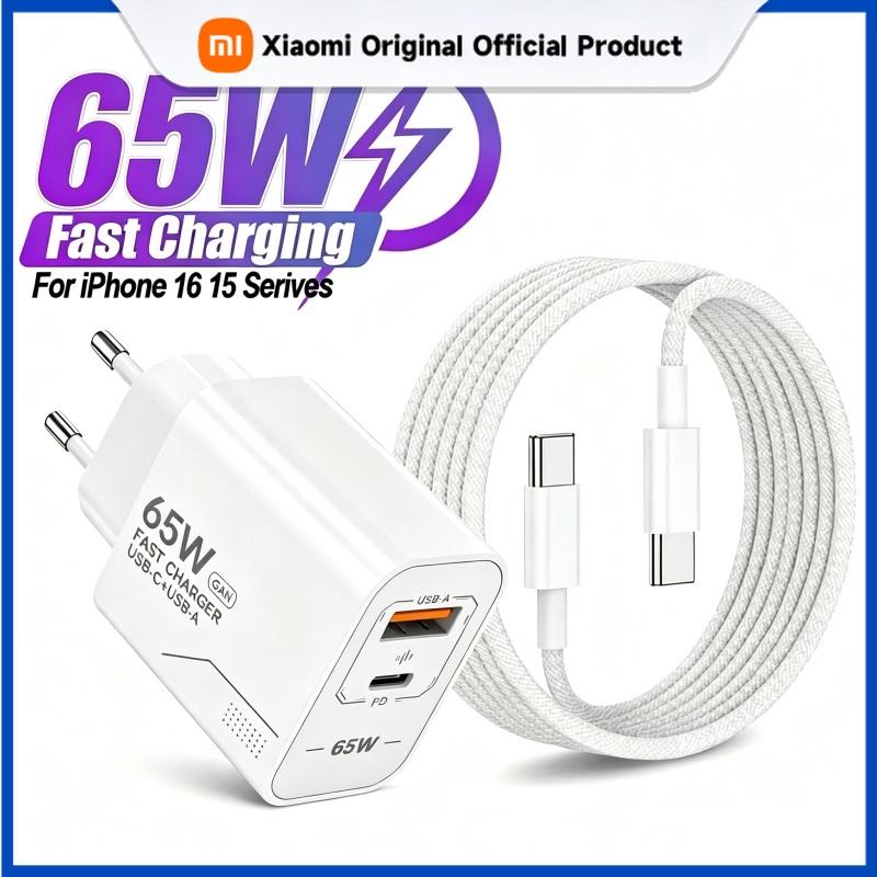 Xiaomi GaN Fast Charging 65W USB Type C Charger EU KR US PD 3.0 Quick Charge Wall For Phone Adapter For iPhone 15 Xiaomi Huawei Samsung