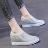 Fashion High quality 7CM Platform Wedge Sneakers Shoes Genuine Leather Bling Slip on Spring Autumn Women Fashion Sneakers Casual shoes