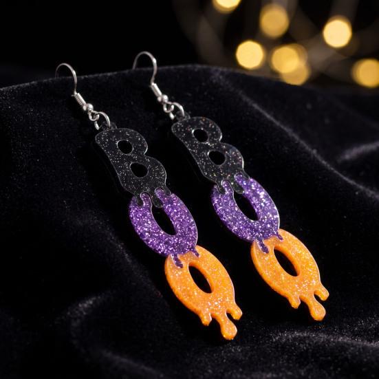 Sød Halloween Gave til Hende 1 Par Glitrende BOO Øreringe, Skinnende Akryl Sort Lilla Orange Sjove Festlige Festtilbehør Boo Dangle Drop Øreringe