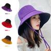Fashion large brim double-sided bucket hat women's autumn sun protection hat solid color versatile sun hat, women