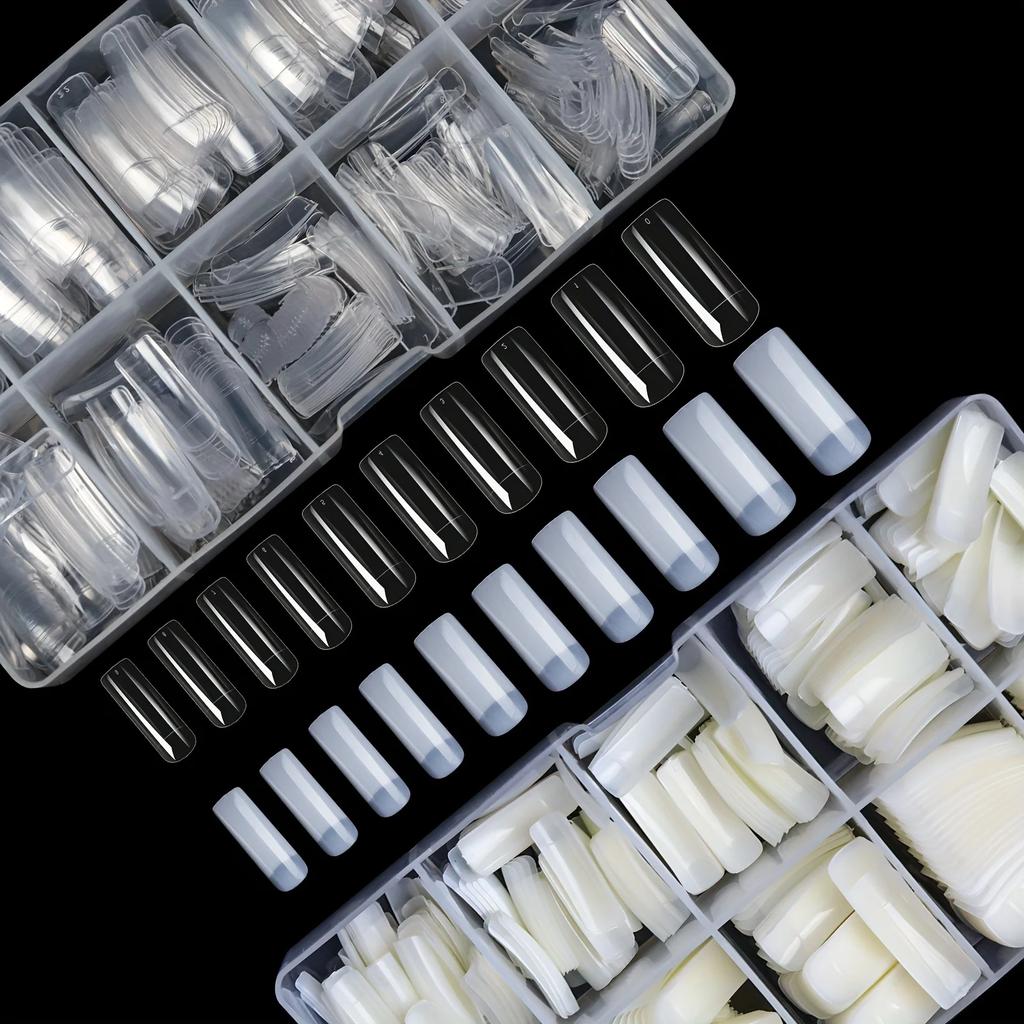 500PCS Half Cover False Nails Tips 10 Sizes Boxed Lady French Acrylic Artificial Press On Nails Fake Nail For Salons&Home DIY