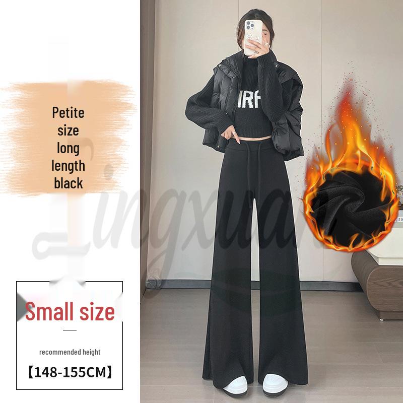 2026 Autumn/Winter High-Waisted Velvet Wool Flare Pants - Women's Floor-Length Casual Style