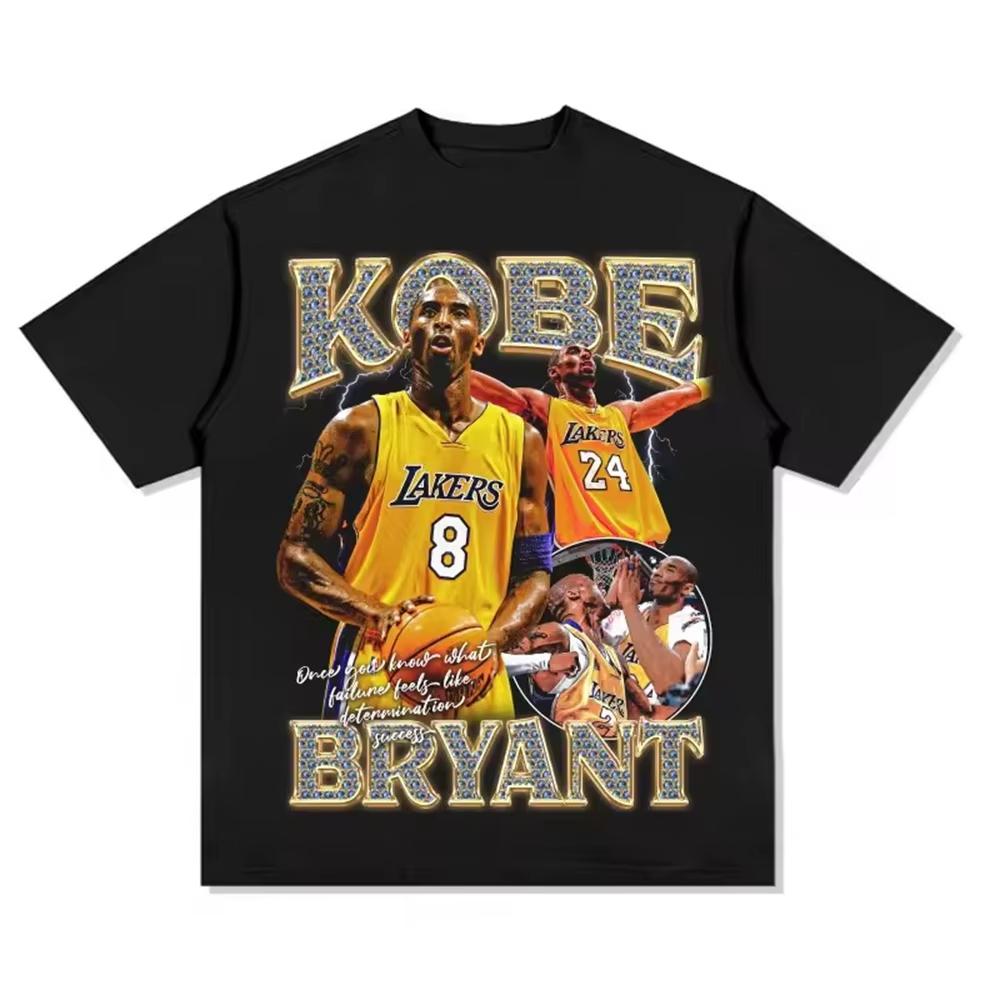 Summer Men's Kobe Basketball Printed Round Neck T-shirt Cool High Street 100% Cotton Sports Outdoor Breathable Short Sleeve