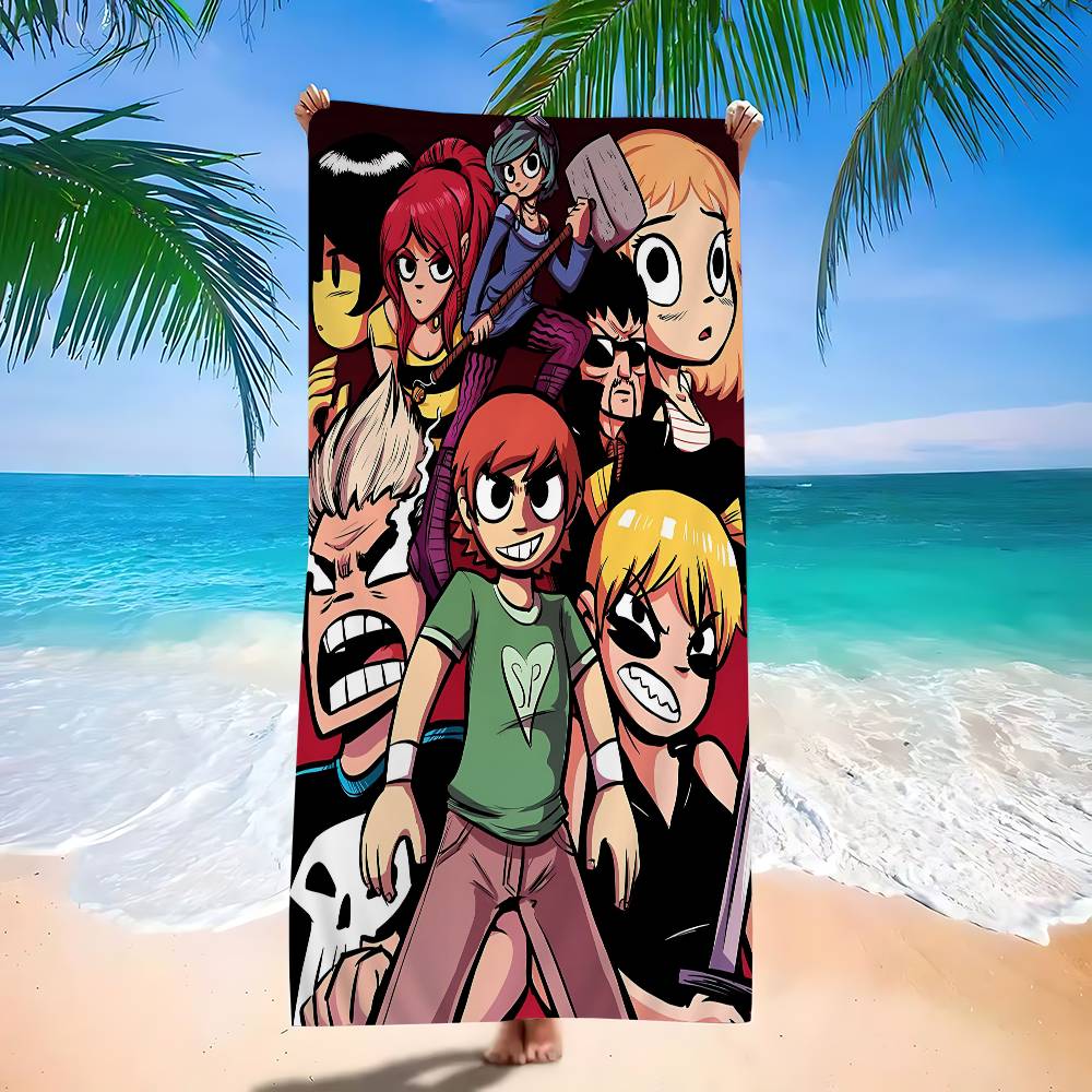 S-Scott Pilgrim vs the World Beach Towel Bath Towels for Girl Microfiber Quick Dry Custom Sand Free Beach Yoga Spa Gym Pool