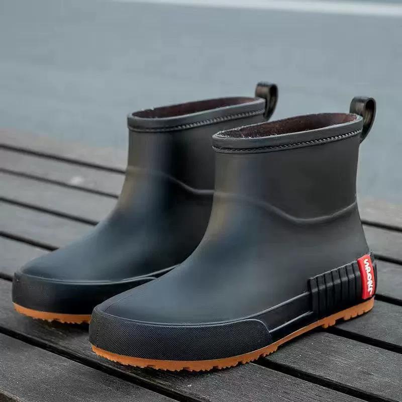Short-tube Rain Boots Women's Outer Wear Flat-bottomed Non-slip Water Shoes Student Rubber Shoes Kitchen Work Short Water Boots