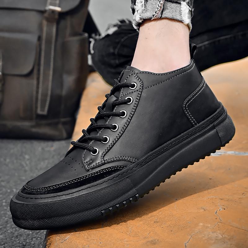 Мужская повседневная кожаная обувь с высоким берцем 44 хаки — фото 9