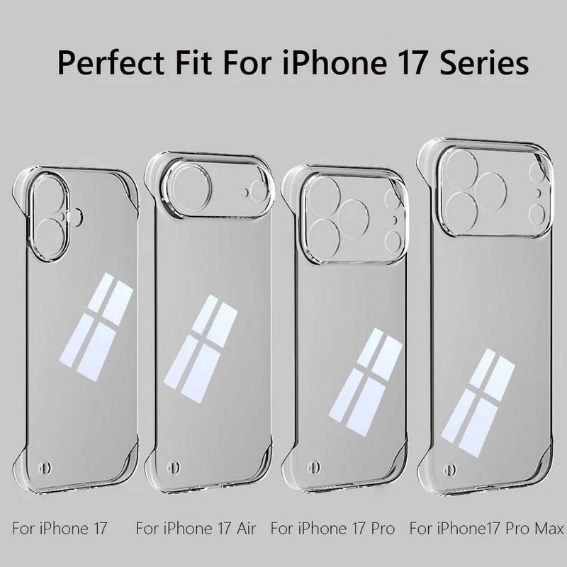 High Transparent Frameless Hard PC Case For iPhone 17 Pro Air 16e 15 14 13 12 16 Pro Max 11 Ultra Thin Crystal Clear Phone Cover