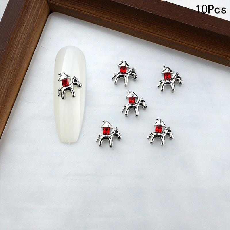 10 Stück Legierung Pony Nagelkunst-Anhänger 3D Kleines Pferd Nagelzubehör DIY Schmuck Maniküre Dekoration Jahr des Pferdes Nagelbastelarbeiten