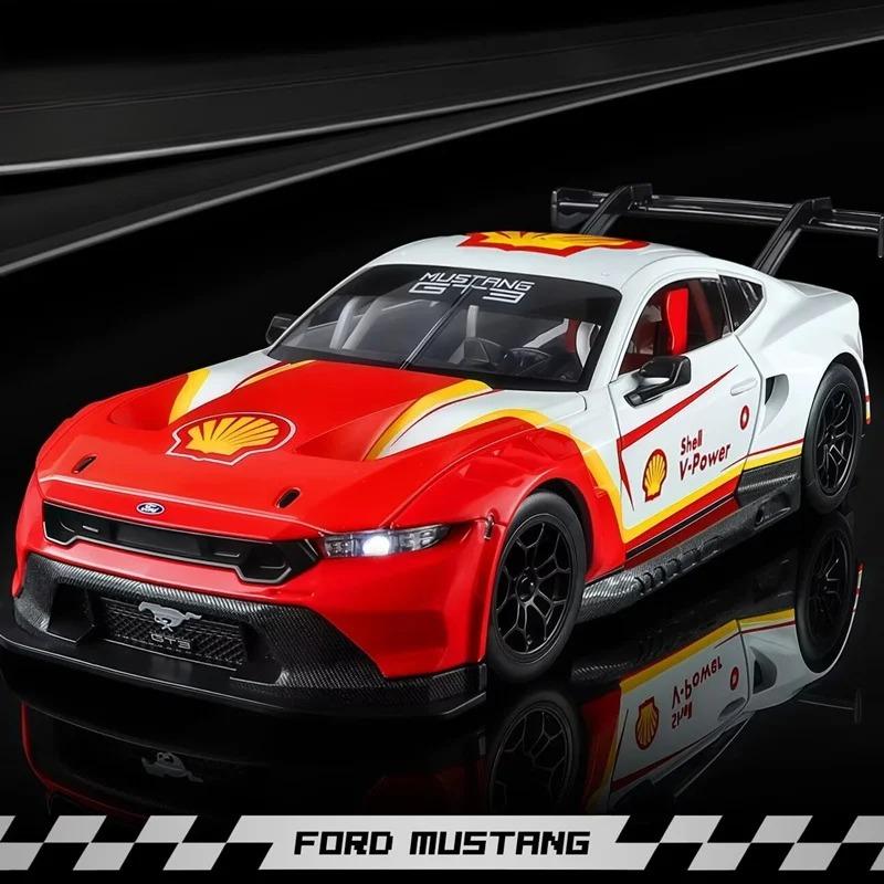 1/24 Ford Mustang GT3 Co-brand Version Alloy Sports Car Model Metal Track Racing Car Vehicle Model Sound and Light Kids Toy Gift