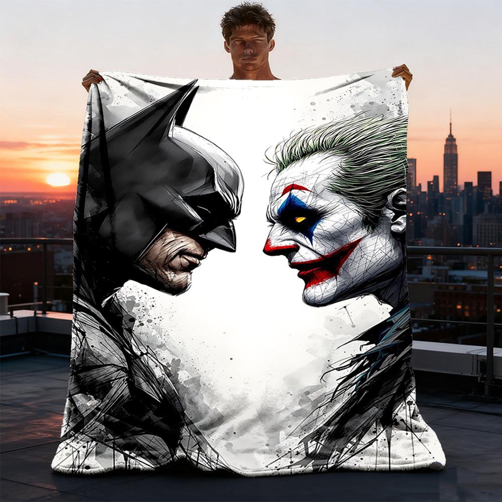 1pc Batman, Joker Outdoor Flannel Throw Blanket Soft, Lightweight & Warm