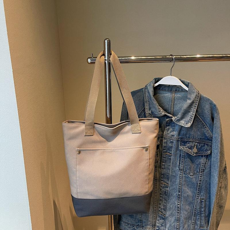 Women's Bag 2025 New Korean Version Single Shoulder Ins Canvas Bag Fashionable Simple Large Capacity Women's Portable Tote Bag