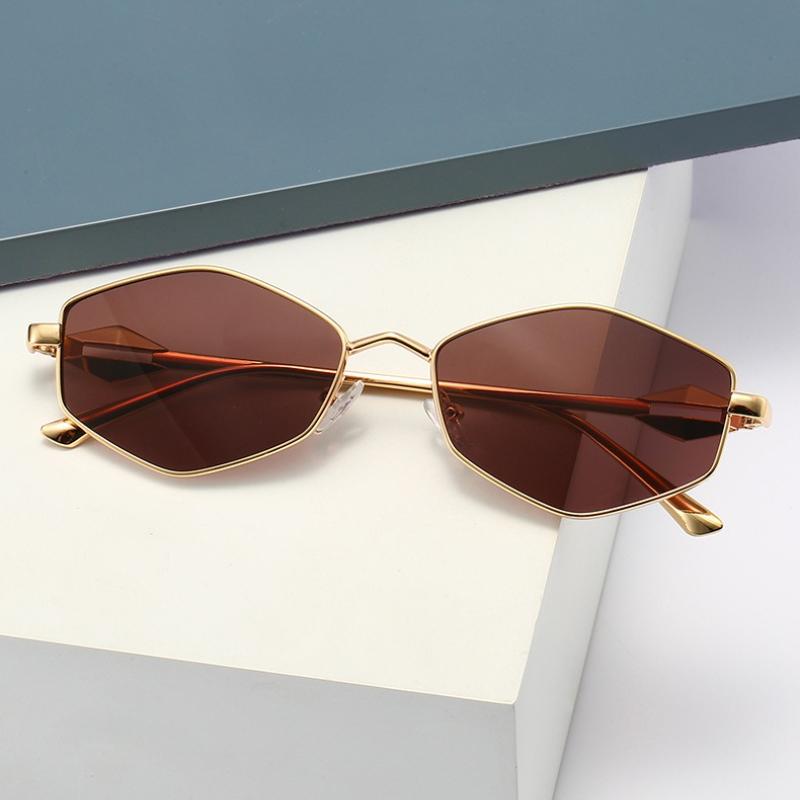 Occhiali da Sole Metallici alla Moda a Forma di Rombo Occhiali Distintivi con Montatura Piccola Protezione Solare da Esterno Classici Occhiali da Guida