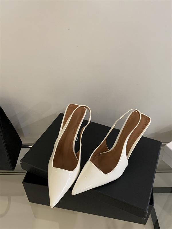 2025 new summer bag head high-heeled women's shoes pointed thin heel French temperament with skirt rear empty sandals