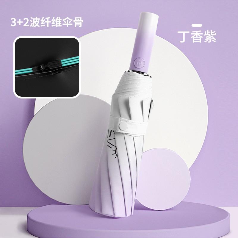 Automatic 12-Rib Folding Umbrella With Gradient Color Handle UV Protection Sun Rain Dual Use Adults 60-rib Purple-to-Pink Gradient Handle