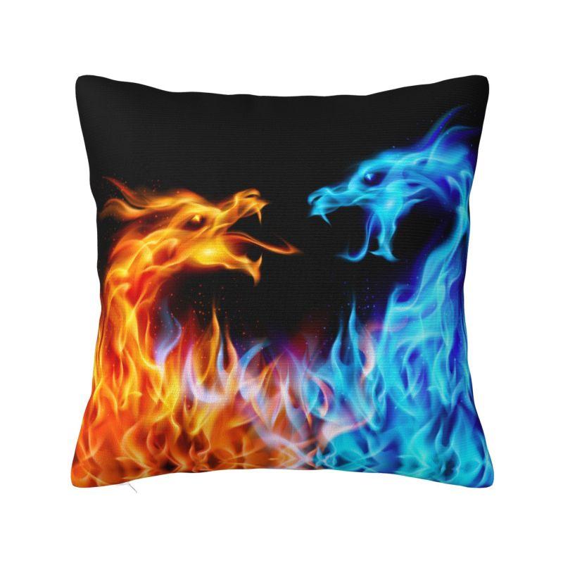 Asian Tradition Dragon Totem Cushion Covers Xcm Velvet Throw Pillow Case for Sofa Square Pillowcase Living Room Decoration