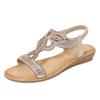 New Bohemian Ethnic Style Rhinestone Sandals Flat Open-Toe Versatile Beach Shoes Plus Size