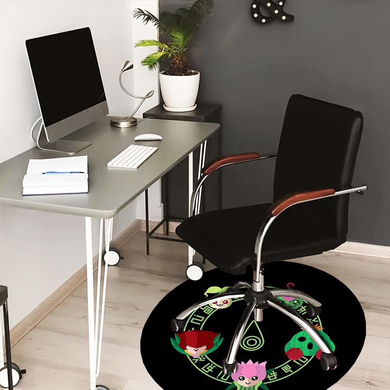 

1pc Four Leaf Clover Characters Round carpet, Made of Polyester,Perfect for Decorating Office Chairs, Living Rooms,Vibrant Decorative Rug 80cm