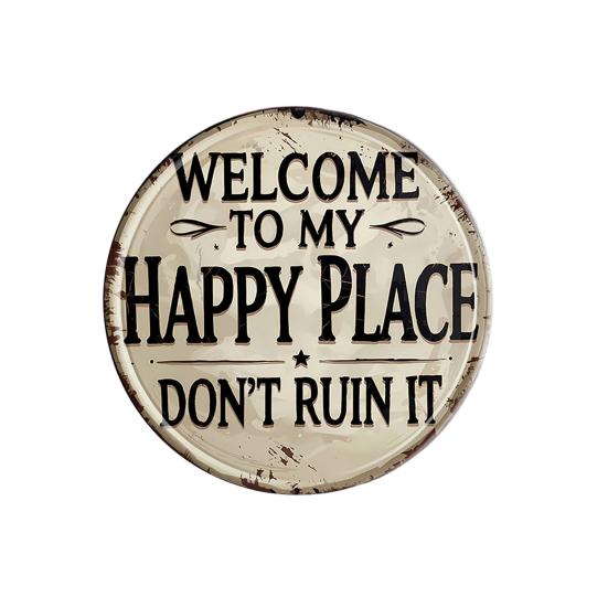 Round Wall Art Retro Sign Welcome Sign Style Metal Rustic Wall Sign