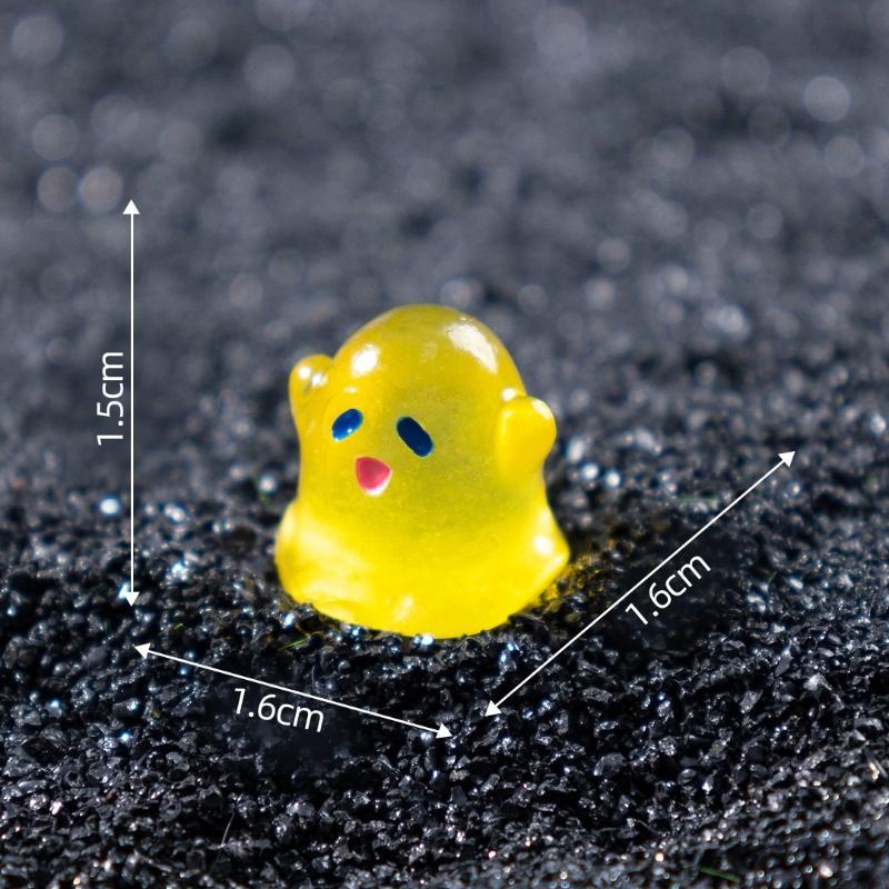 Glowing Mini Ghost Figurine 10Pcs Resin Craft Ornament for Halloween Fairy Garden Desktop Home Party Decor