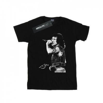 Camiseta feminina/feminina de algodão com foto assinada Bon Scott