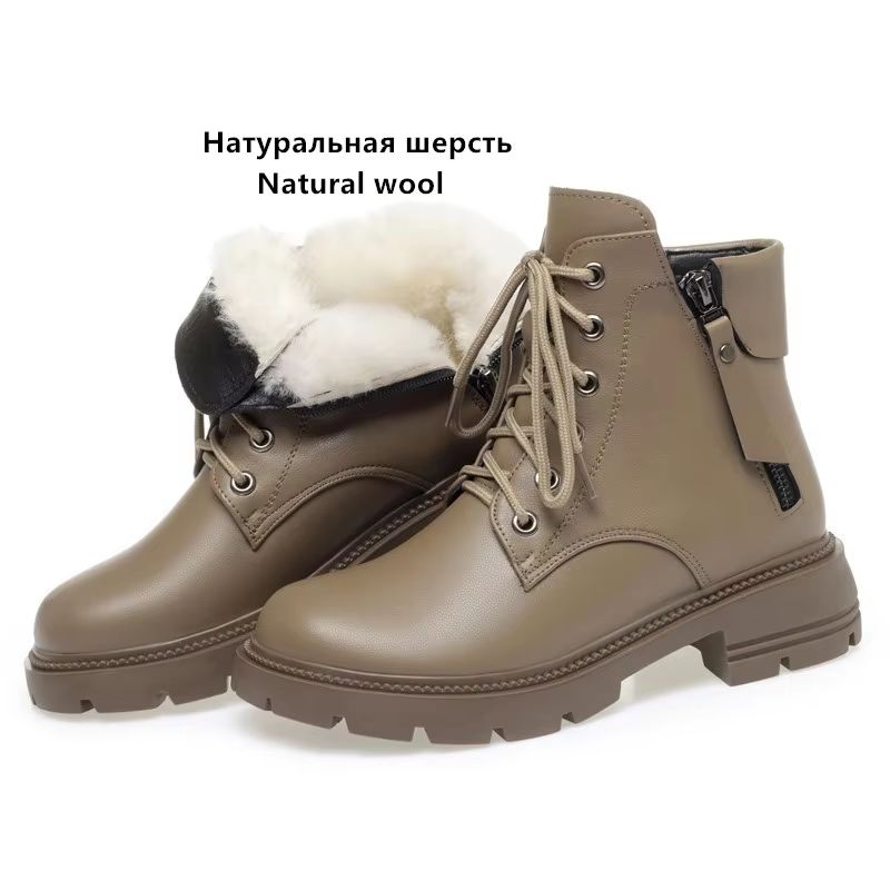 Fashion AIYUQI Women Ankle Boots Genuine Leather 2025 New Wool Warm Women Winter Boots Fashion British Sstyle Women Snow Boots