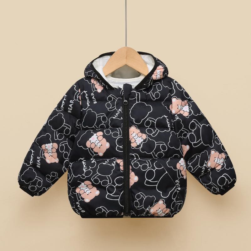 Giacca Imbottita con Cappuccio Leggera a Cartoni Animati Unisex per Bambini Piccoli Maschi e Femmine