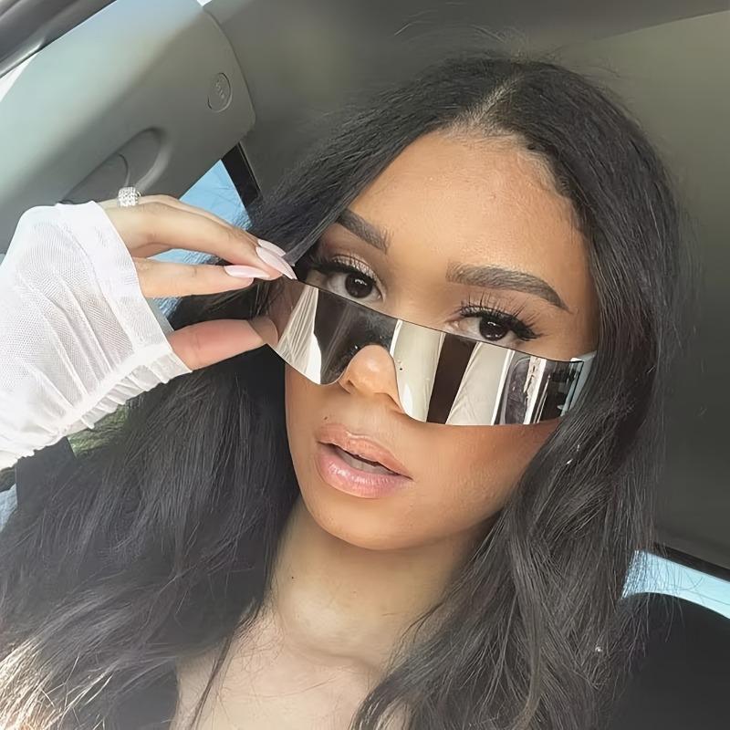 1pc Fashion Women's Glasses Future Geometric Polygon Cyberpunk Street Style Frameless Decorative Glasses