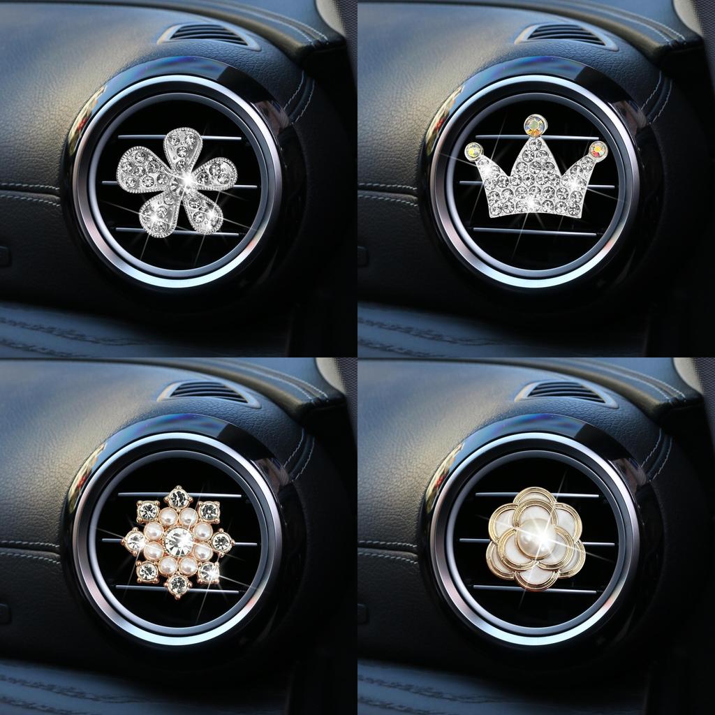 Couronne de Fleurs en Métal Clip de Décoration pour Bouche d'Aération de Voiture Clip Décoratif Unique pour Bouche d'Aération de Climatisation de Voiture Design Flocon de Neige Personnages)