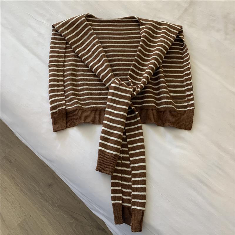 

Вязаный свитер полосатая шаль женская осенняя шаль весенне-осенний верхний жилет One Size