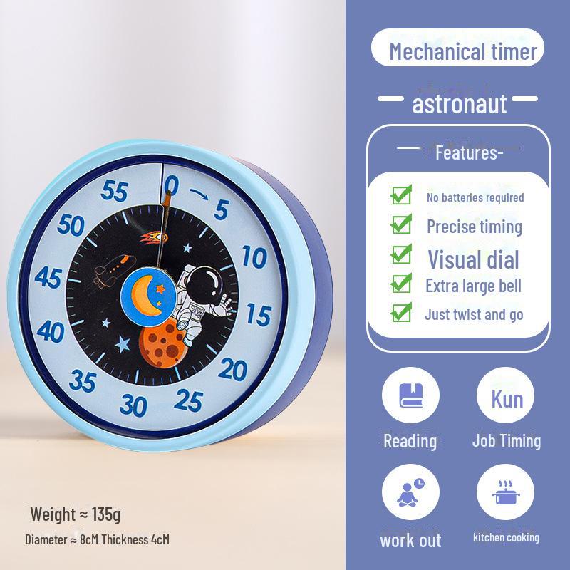 Stainless Steel Magnetic Kitchen Timer: Mechanical Rotating Countdown Clock for Students
