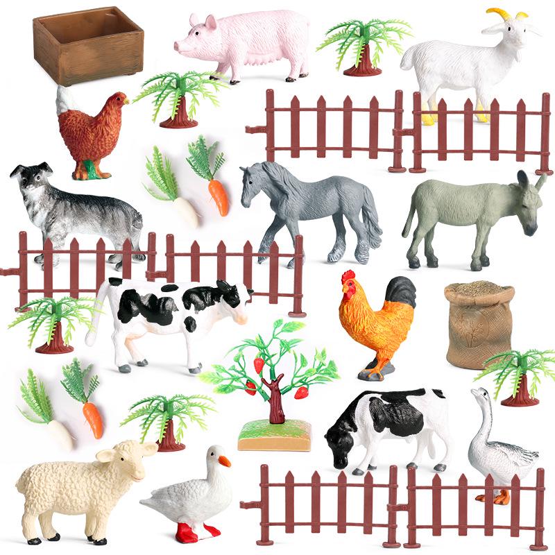 Montessori Animal Models & Farm Fence Educational Toy Set for Kids