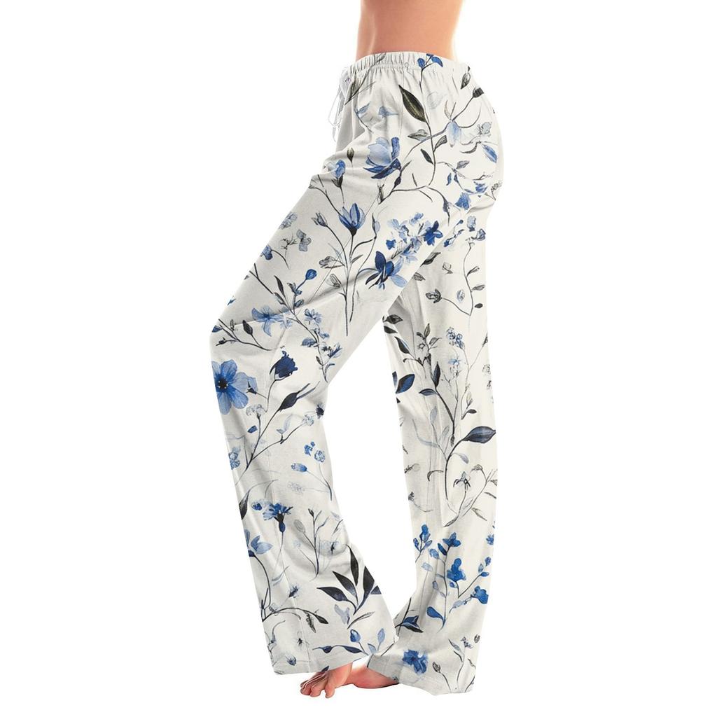 Damenmode Lockere, lässige Freizeithose mit Blumenmuster