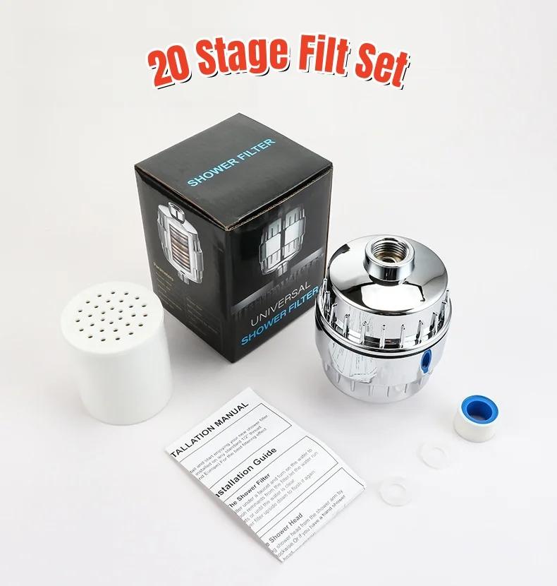 15/20 Stages High Output Shower Head Filter for Hard Water Replaceable Cartridges Water Softener To Remove Chlorine and Fluoride