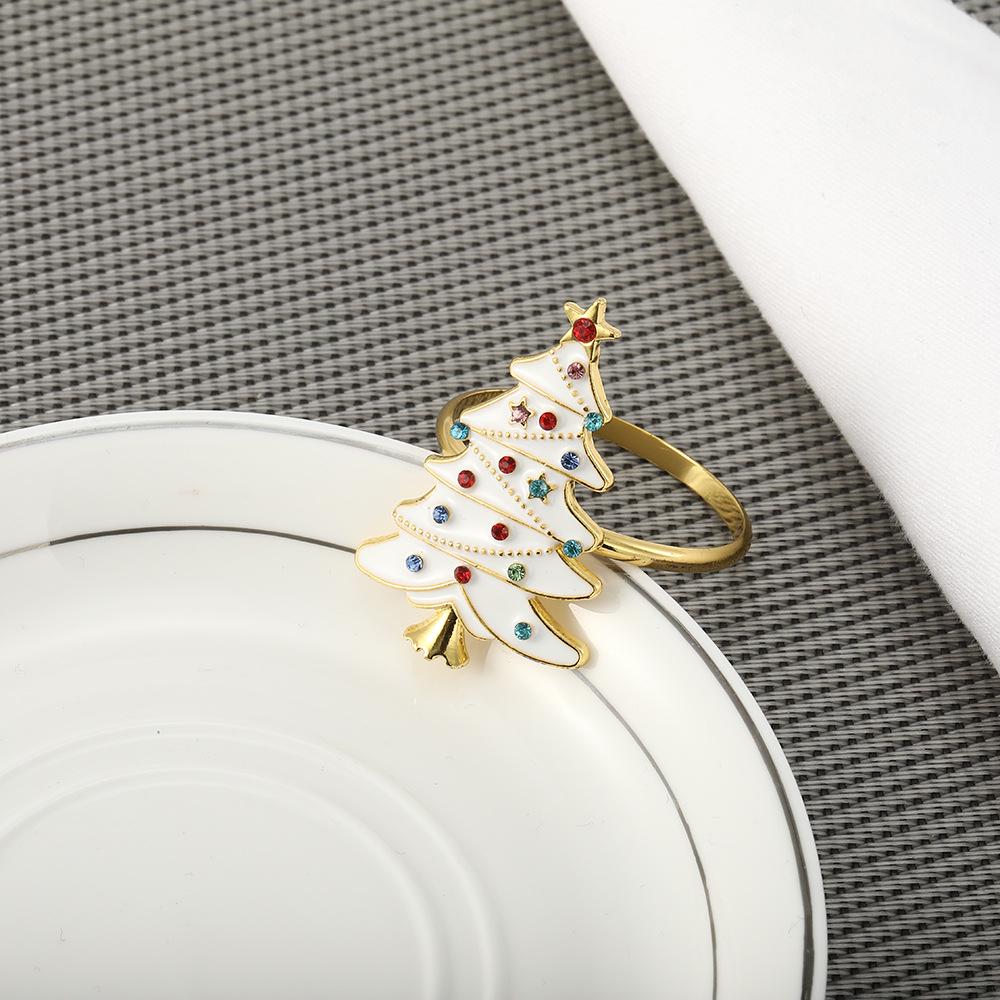 Reindeer & Santa Snowflake Christmas Napkin Rings - Festive Wreath Holders for Hotel Decoration, Bestseller