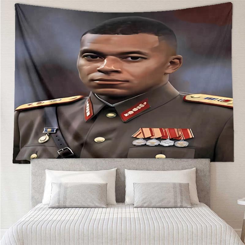 Kylian Mbappé Tapestry for Bedroom Aesthetic Classroom Tapestries Wall Hanging for Living Room Dorm Office,Ideal Creative Gift