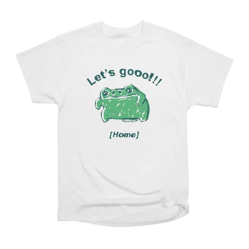 

Men Casual Shirts Short Sleeves LET S GO HOME FROG White Tees Oversized T-shirts XXXL білий