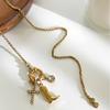Stylish Symbol and Boot Pendant Necklace Stainless Steel with Glittering Stones Chain Necklace Suitable for Fashion Lady