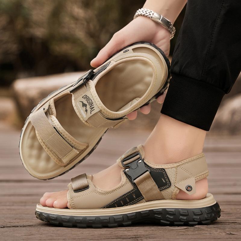 

Sandals men s 2025 new summer leisure sports breathable outer wear soft sole light driving men s wading beach shoes 44 хаки