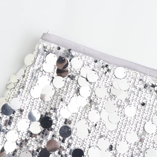 Women's Sequin Skirt High Waist Sparkly Bodycon Mini Skirt Glitter Stretchy Short Party Night