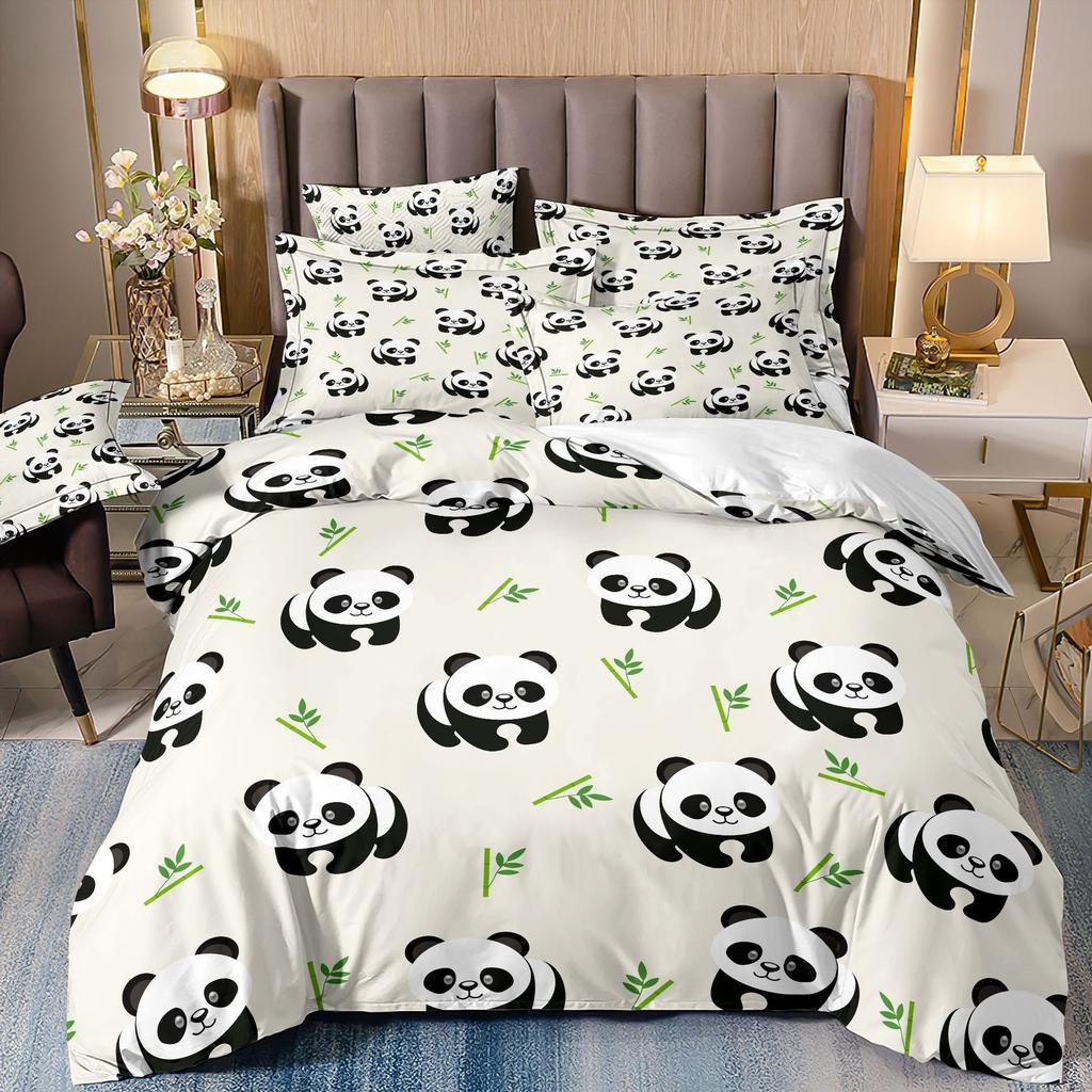 Children'S Cartoon Animal Panda Dog Toy Car Bedding 3D Digital Printing Three-Piece Set