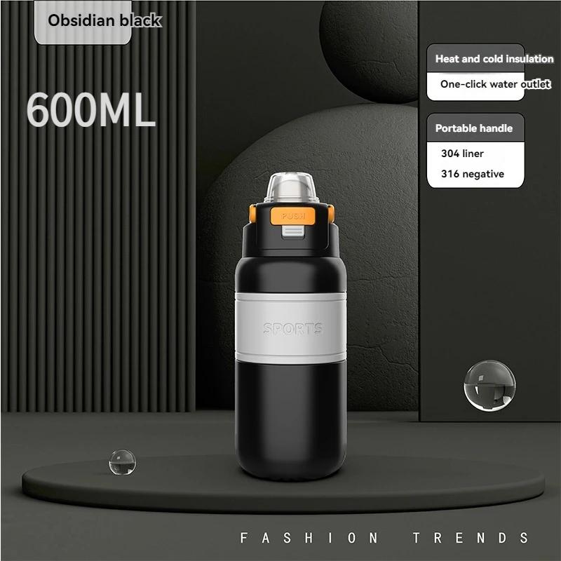 800ML/600ML Mode Isolierwasserbecher Thermobecher Vakuumflasche Tragbare Thermoskanne Kalt und Heiß halten Outdoor Doppelwandige Wasserbecher