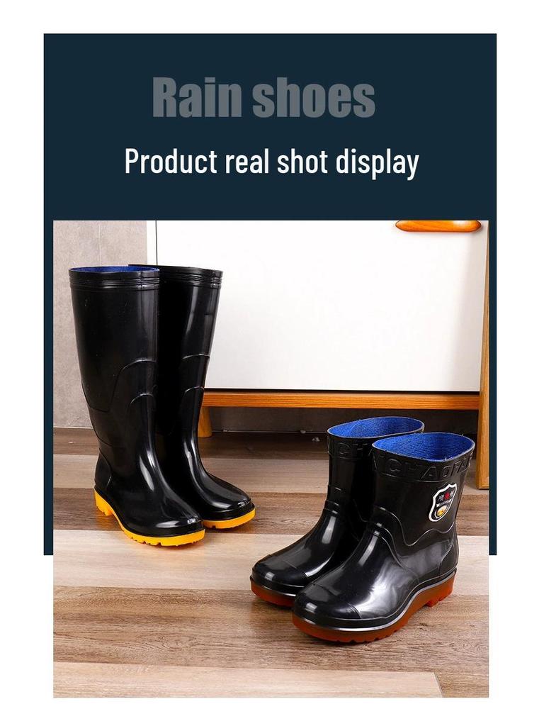 Men's Non-Slip Water-Resistant Work Boots: High-Top, Thick, Durable, Velvet-Lined for Construction and Kitchen Safety